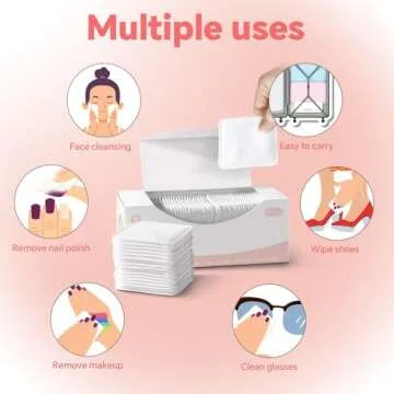 ICOTLE 100% Cotton Pads, 60 Count, Lint-Free & Durable