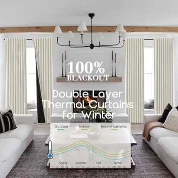 SHINELAND 102 Inch Curtains for Living Room,Back Tab Blackout Curtains 102 Inches Long for Bedroom,Room Darkening Black Out 103 Inch Long Curtains 2 Panels Set,Cortinas para Sala,Cream Ivory