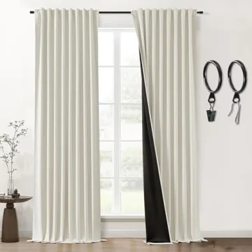 SHINELAND 102 Inch Curtains for Living Room,Back Tab Blackout Curtains 102 Inches Long for Bedroom,Room Darkening Black Out 103 Inch Long Curtains 2 Panels Set,Cortinas para Sala,Cream Ivory