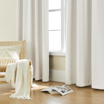 SHINELAND 102 Inch Curtains for Living Room,Back Tab Blackout Curtains 102 Inches Long for Bedroom,Room Darkening Black Out 103 Inch Long Curtains 2 Panels Set,Cortinas para Sala,Cream Ivory
