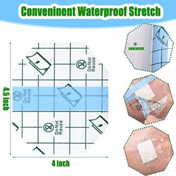 Nuanchu 100 Pieces Waterproof Bandage Adhesive Transparent Dressing for Skin Protection