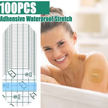 Nuanchu 100 Waterproof Adhesive Bandages for Skin Care