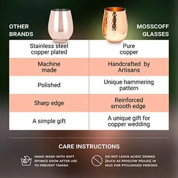 Mosscoff Copper Wine Glasses Set of 4 Ideal for Wine Lovers