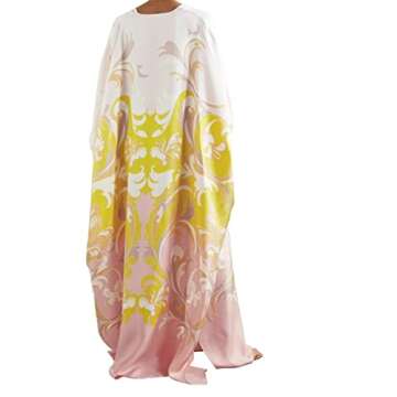 Designer Printed Satin Silk Casual Wear Kaftan for Women,Boat Neck Silk Caftan Dress, Kaftan for Wom...