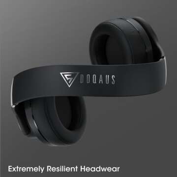 DOQAUS Bluetooth Headphones Over Ear, 90 Hours Playtime Wireless Headphone with 3 EQ Modes, Noise Isolating HiFi Stereo with Deep Bass, Microphone, Soft Earpads for Cellphone/PC