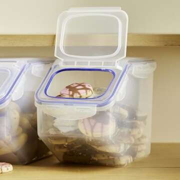 LOCK & LOCK Easy Essentials Food Lids (Flip-Top) / Pantry Storage, BPA Free, Top-21 Cup-for Beans, Clear
