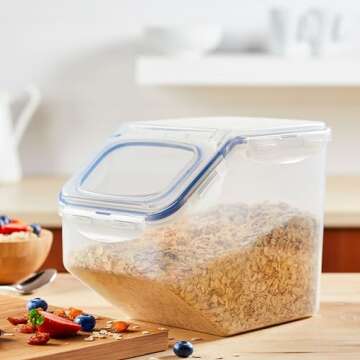 LOCK & LOCK Easy Essentials Food Lids (Flip-Top) / Pantry Storage, BPA Free, Top-21 Cup-for Beans, Clear