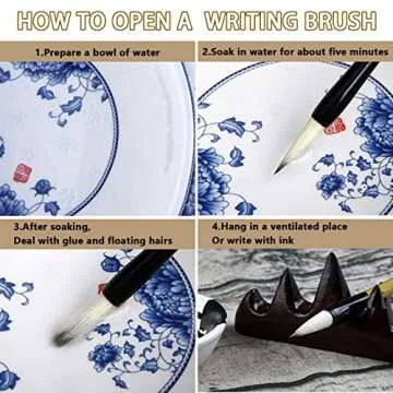 Huakaile 3 Sizes Chinese Calligraphy Brush Set, Chinese Writing Brushes, Chinese Painting Ink Brushes with Bamboo Pen Holder, Traditional Chinese Art Sumi Brushes (large, medium, small size)