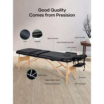 Kebor Portable Massage Table - Adjustable & Sturdy Design