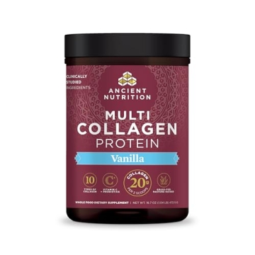 Collagen Powder Protein by Ancient Nutrition, Multi Collagen Vanilla Protein Powder, 45 Servings, wi...