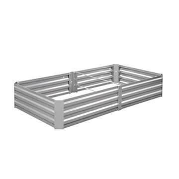 BUTUNITA Galvanized Raised Garden Bed Outdoor Metal for Gardening Vegetables Flower Garden Planter Box Large Raised Bed,8x4x1ft Galvanized Silver