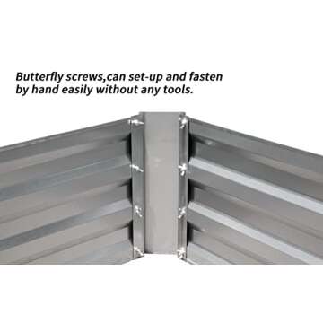 BUTUNITA Galvanized Raised Garden Bed Outdoor Metal for Gardening Vegetables Flower Garden Planter Box Large Raised Bed,8x4x1ft Galvanized Silver