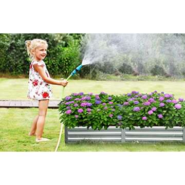 BUTUNITA Galvanized Raised Garden Bed Outdoor Metal for Gardening Vegetables Flower Garden Planter Box Large Raised Bed,8x4x1ft Galvanized Silver