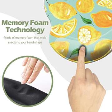 Dooke Ergonomic Mouse Pad with Wrist Support,Mini Mouse Pads with Non-Slip PU Base for Home Office Working Studying Easy Typing & Pain Relief Lemon