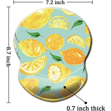 Dooke Ergonomic Mouse Pad with Wrist Support,Mini Mouse Pads with Non-Slip PU Base for Home Office Working Studying Easy Typing & Pain Relief Lemon