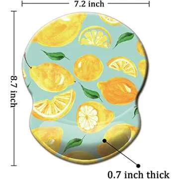 Dooke Ergonomic Mouse Pad with Wrist Support,Mini Mouse Pads with Non-Slip PU Base for Home Office Working Studying Easy Typing & Pain Relief Lemon