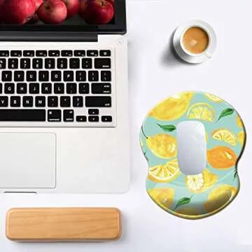 Dooke Ergonomic Mouse Pad with Wrist Support,Mini Mouse Pads with Non-Slip PU Base for Home Office Working Studying Easy Typing & Pain Relief Lemon