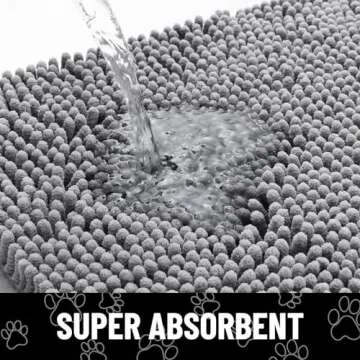 Smiry Dog Door Mat for Muddy Paws, Absorbent Dirt Trapper Non-Slip Washable Mat, Quick Dry Chenille, Mud Mat for Dogs, Entry Indoor Door Mat for Inside Floor (30x20 Inches, Grey)