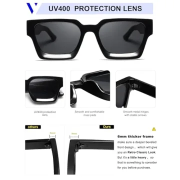 VANLINKER Thick Square Sunglasses for Stylish Protection