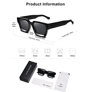 VANLINKER Thick Square Sunglasses for Stylish Protection
