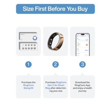 RingConn Gen 2 Air, Ultra-Thin AI Smart Ring, 10-Day Battery Life, Fitness/Sleep/Stress/HR Tracker f...