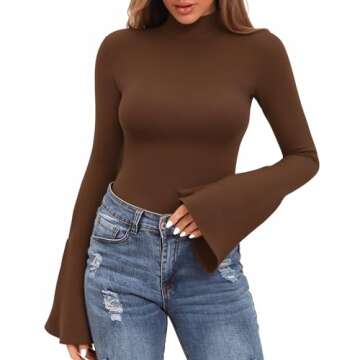 MANGOPOP Women’s Fashionable Bell Sleeve Bodysuit