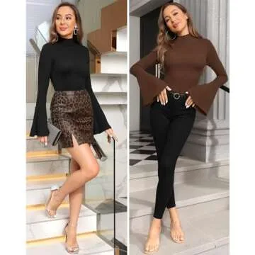 MANGOPOP Women’s Fashionable Bell Sleeve Bodysuit