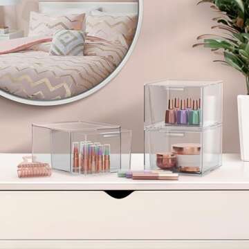 Sorbus Clear Stackable Storage Drawers - 8 Pack Acrylic Drawer Organizer for Vanity, Bathroom Makeup...