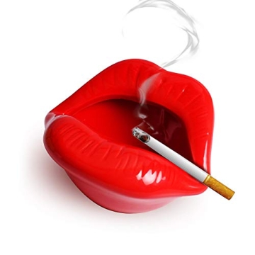 Red Ceramic Lip Ashtray - Unique Smoking Accessory & Decor Piece