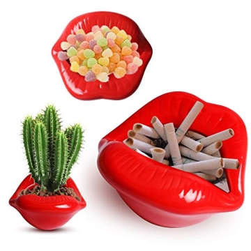 Red Ceramic Lip Ashtray Creative Smoking Accessory Decor