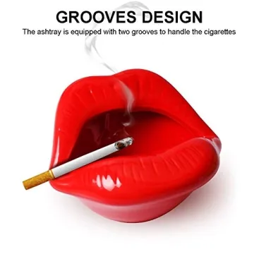 Red Ceramic Lip Ashtray Creative Smoking Accessory Decor