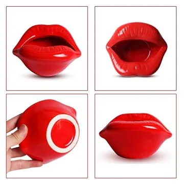 Red Ceramic Lip Ashtray Creative Smoking Accessory Decor