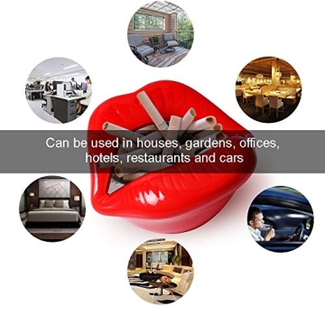 Red Ceramic Lip Ashtray Creative Smoking Accessory Decor