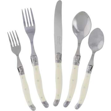 French Home Laguiole 20 Piece Flatware Set – Stainless Steel Flatware Set for 4 – Luxurious Ivor...