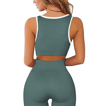 Work Out Sets Womens - Gym Two Piece Outfits Seamless Crop Tank High Waist Yoga Leggings