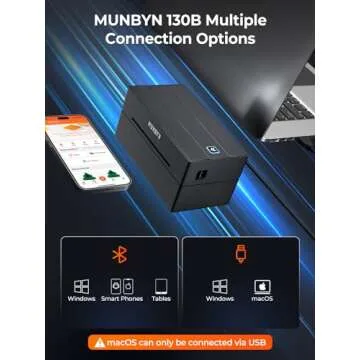 MUNBYN Bluetooth Thermal Label Printer, 130B Wireless 4x6 Shipping Label Printer for Shipping Packag...