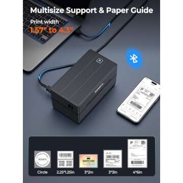 MUNBYN Bluetooth Thermal Label Printer, 130B Wireless 4x6 Shipping Label Printer for Shipping Packages Small Business Office or Home, Compatible with iPhone Android iPad Windows macOS Chrome Etsy eBay