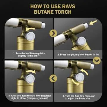 ravs Copper Butane Torch Lighter, Kitchen Torch Cooking Torches, Blow Torch for Food, Creme Brulee Torch for Baking, Culinary Torch Mini Torch, Soldering Torch Gifts for Him (Butane is Not Included)