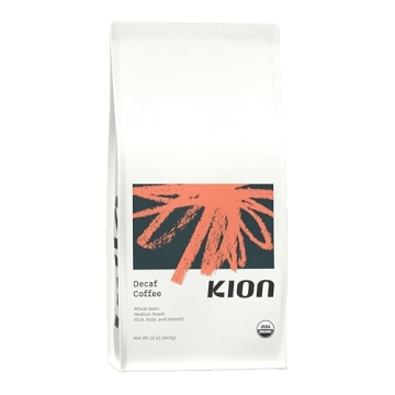 Kion Organic Decaf Whole Bean Coffee - Ethically Sourced, Toxin Tested, Rich Aroma 12 Oz