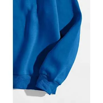 MakeMeChic Women's Casual Cute Oversized Long Sleeve Round Crew Neck Sweatshirt Pullover Top