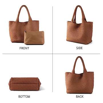 LEMONEYE Women's PU Handwoven Handbag Shoulder Bag Fashion Belt Wallet Suitable for Work Shopping Tr...