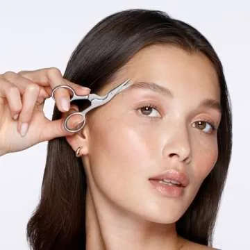 Tweezerman Brow Shaping Scissors and Brush - Stainless Steel Eyebrow Trimming Scissors for Women and Men