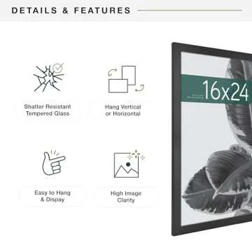 MCS Studio Gallery 16x24 Poster Frame Black Woodgrain, Vertical & Horizontal Wall Hanging Large Picture Frame for Photos, Posters & Art Prints (1-Pack)