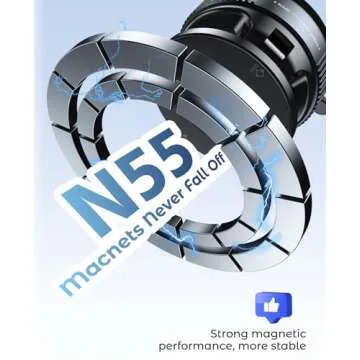 Jononser Vacuum Magnetic Suction Cup Phone Mount for Magsafe, 360° Adjustable Magnetic Phone Holder, Pocket Size Foldable Portable Cell Phone Holders for Your Car for All Smartphones & All Car Models