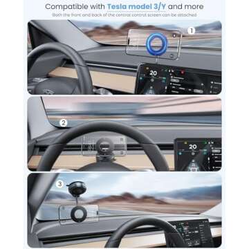 Jononser Vacuum Magnetic Suction Cup Phone Mount for Magsafe, 360° Adjustable Magnetic Phone Holder, Pocket Size Foldable Portable Cell Phone Holders for Your Car for All Smartphones & All Car Models