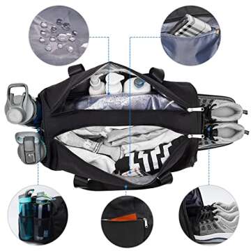 Sports Gym Bag with Wet Pocket & Shoe Compartment