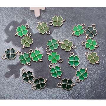 Ruwado 20 Pcs Four Leaf Clover Charms for St. Patrick’s Day Vintage Cute Small Enamel Pendants for...