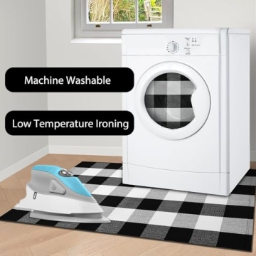 Durable Buffalo Plaid Outdoor Rug Machine Washable Front Porch Mat