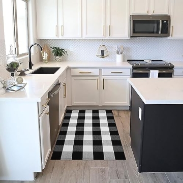 Durable Buffalo Plaid Outdoor Rug Machine Washable Front Porch Mat