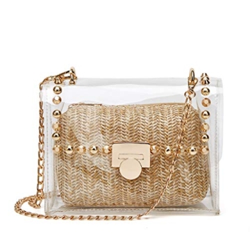 YYW Clear Purse Stadium Approved 2-in-1 Design Detachable Chain